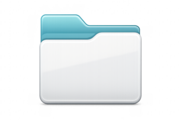 Glossy White and Blue Folder Icon on Transparent Background