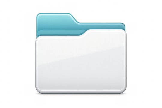 Glossy White and Blue Folder Icon on Transparent Background