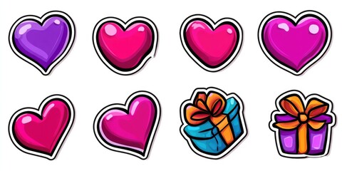 Hearts with gift wraps