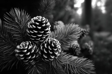 Pine cones on a branch