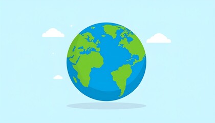 Naklejka premium Cartoon Earth floating in sky