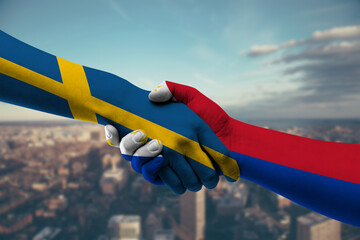 Shaking hands Sweden and Philippines