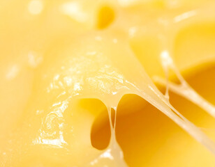 Melted Cheese Close-Up with Stretchy Strands and Yellow Hue, Food Photography