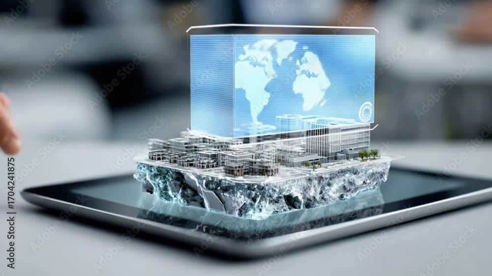 Poster digital blueprint of the future: a cutting-edge digital depiction of a building layout superimposed 
