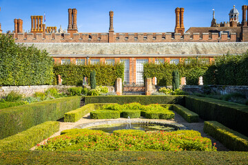 Hampton Court Palace Sunken Pond Gardens and Tudor facades