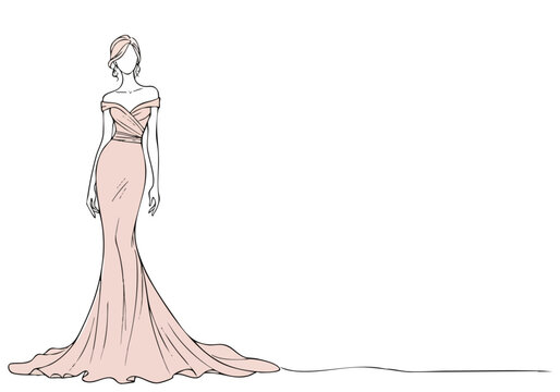 Elegant fashion illustration of a long, flowing dress. A stylish fashion icon, perfect for design, editorial, and marketing visuals. Clean, modern, and visually appealing.