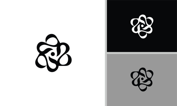Desain logo tiga S menyerupai bunga yang kreatif, elegan, dan modern.	
