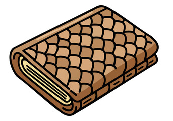 A stylized brown leather wallet illustration. Clean, modern design with a textured pattern. Ideal for branding, website graphics, and digital design projects.