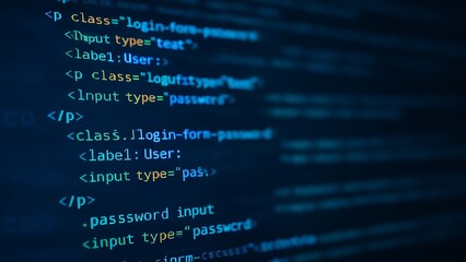 Code, HTML, php web programming source code. Abstract code background - 3d rendering..