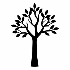 Obraz premium Simple Black Tree Silhouette on White Background in Elegant Vector Style