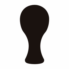 Stylized silhouette of a mushroom or human head in simple black design