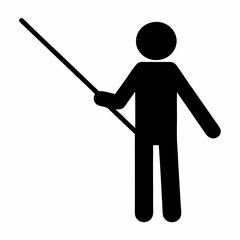 Icon of a presenter with stick in black and white image