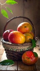 Mangoes in a wicker basket