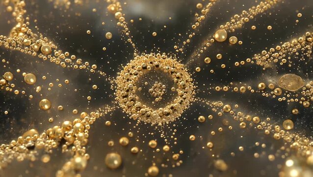 Continuously Looping Animation Sequence of Blurred and Defocused Background Composed of Shimmering Gold Colored Particles