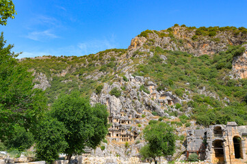 Ancient Lycian Rock Tombs in Myra, Turkey
