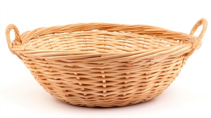 Obraz premium Empty wicker basket isolated on white background