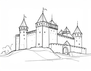 Obraz premium Simple sketch of a medieval castle