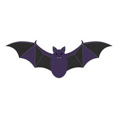 Fototapeta premium Flat vector bat with spread wings, white background