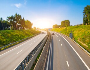 Obraz premium Blurred highway on a sunny day