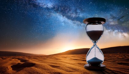 Cosmic Hourglass In A Starry Landscape