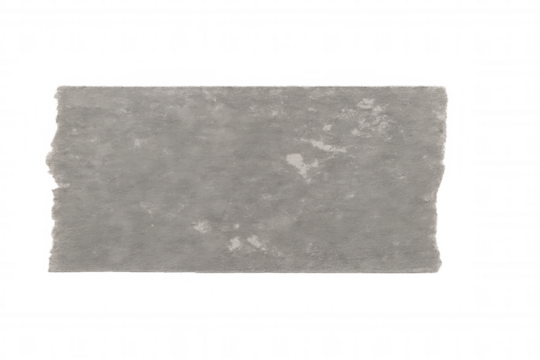 Frayed gray masking tape strip ripping across white surface, revealing transparent background edge