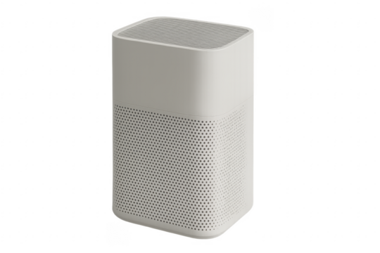 Modern white air purifier improving air quality on transparent background