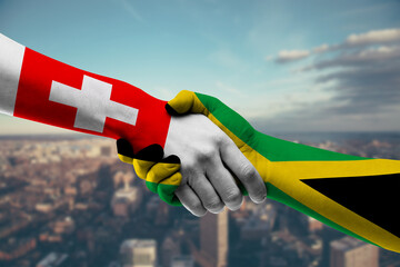 Shaking hands Switzerland and_Jamaica
