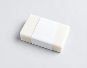 Minimalist Soap Bar with White Label on Clean Background, Hygiene Product