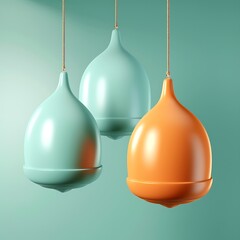 Three hanging lamps modern minimalist design interior decor element for contemporary spaces