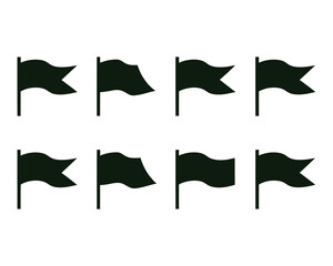 Obraz premium An illustration of a collection of black waving flag icons featuring various banner and pennant shapes