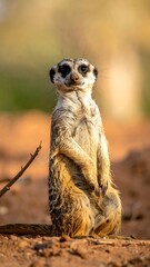 Alert meerkat in desert