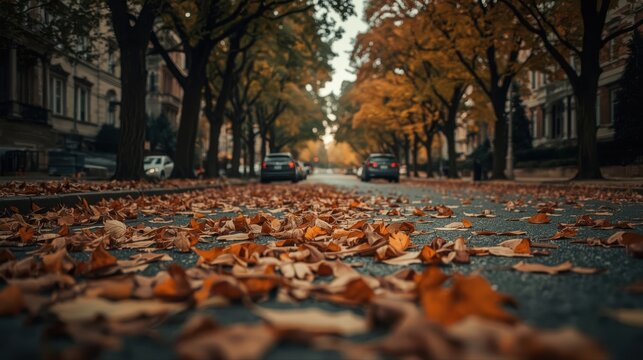 Autumn leaves on the streets
