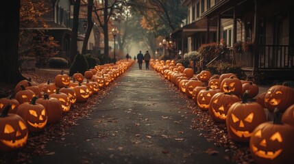 People walking in an autumn evening in the city