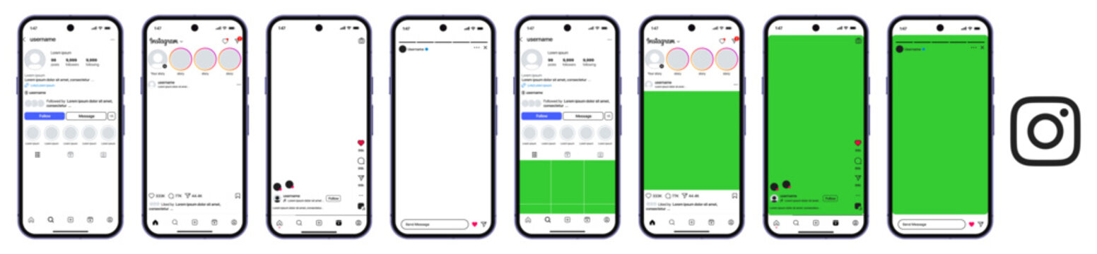 Instagram Post Reels Story mockup frame with Phone mock up. instagram Story template. instagram Post template. network instagram app.