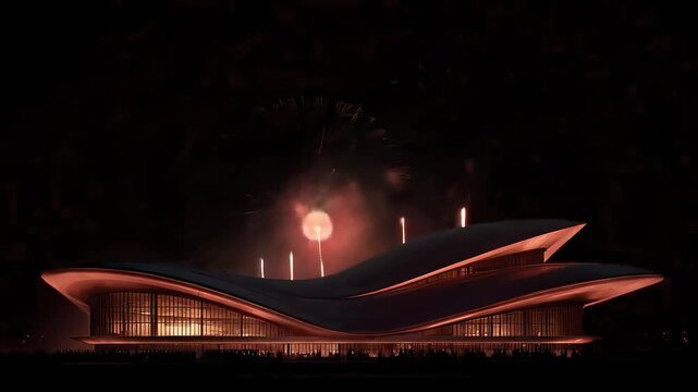 Magnificent Fireworks Explode Above Modern Architecture