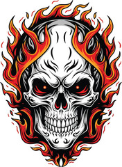 Flaming skull vector illustration design for halloween or day of the dead themed graphic projects