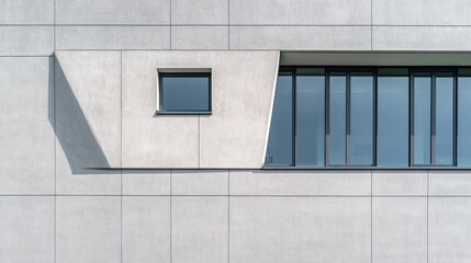 Modern building facade with concrete wall and windows