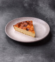 Cake, cheesecake sweet dessert, slice of delicious sweetness on a plate. Piece of cheesecake