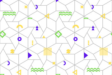 Geometric pattern with colorful shapes isolated on transparent background