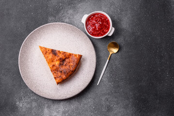 Cake, cheesecake sweet dessert, slice of delicious sweetness on a plate. Piece of cheesecake