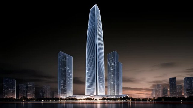 Modern urban skyline architecture at night