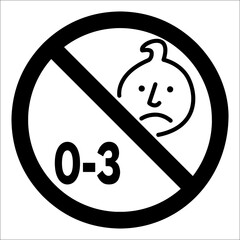 Toy not suitable for children under three years old warning symbol icon Vector