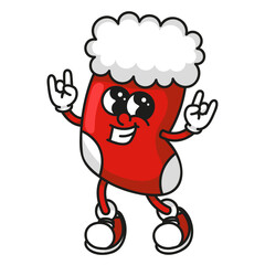 Bright colorful christmas stocking mascot vibrant vector retro design festive holiday decoration for home