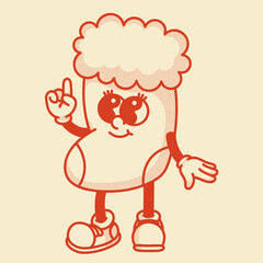 Playful christmas sock mascot vintage vector illustration festive holiday decor