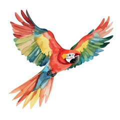 Fototapeta premium Vibrant Macaw in Flight Watercolor Style Colorful Feathered Bird