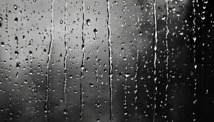 Gotas de &aacute;gua numa janela de vidro num dia chuvoso e triste. C&eacute;u escuro de luto, solid&atilde;o e depress&atilde;o 