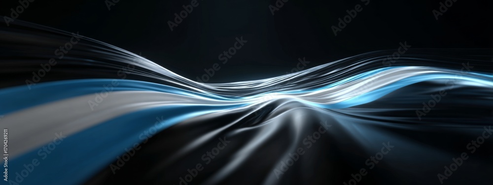 Poster futuristic animated digital representation of estonia flag with wave motions in a dark background