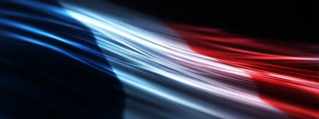 Digital Animation of the French Flag Waving in a Futuristic Style with Vibrant Colors and Smooth Textures