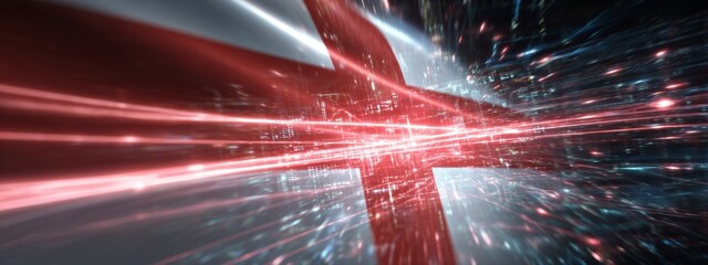 Futuristic Digital Animation of a Flag for Georgia with Waves and Light Effects