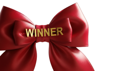 Red Ribbon with Gold WINNER Text.